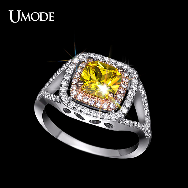 Two tone gold cz engagement rings