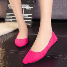 2016 Spring Autumn High Quality Solid Flock Nubuck Leather Casual Women s Flats Shoes Fashion Pointed