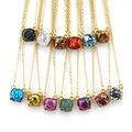 Fashion KS Gold Small Square Opal Glitter Necklace Choker Jewelry Wholesale 14 Colors Option