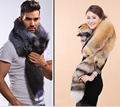 2016 winter women necklet real fur scarves shawls Man fur scarves natural soft big fox skin