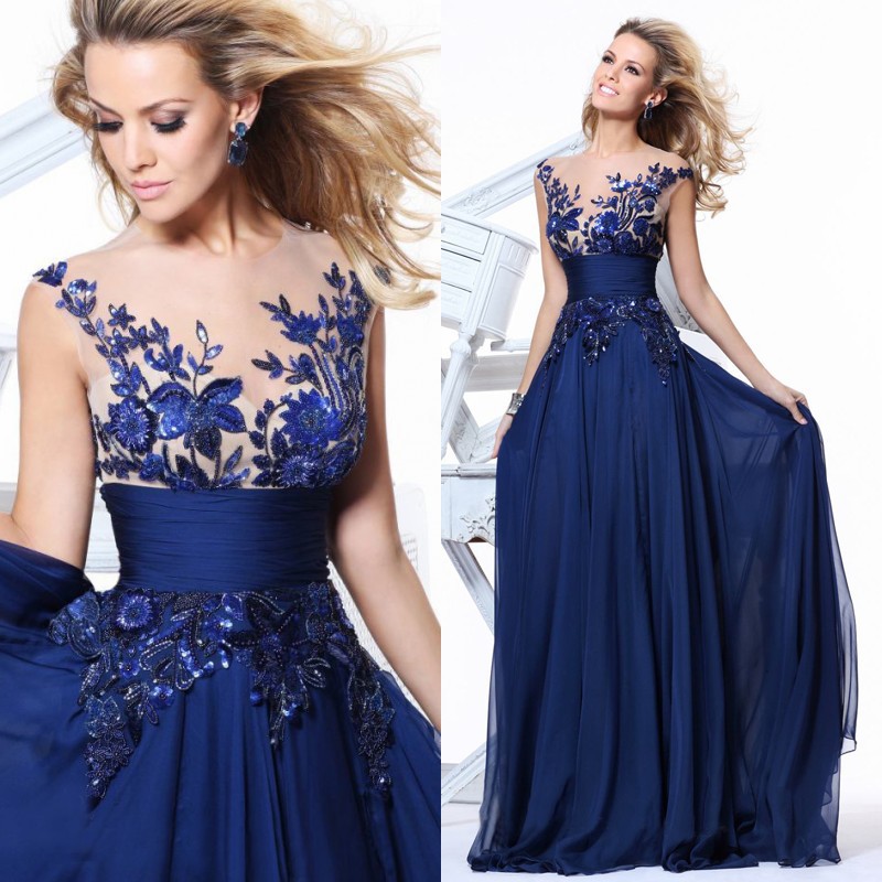 Plus Size 6xl Elegant Blue Red Bead Lace Chiffon Long Dresses For