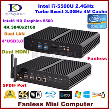 KINGDEL Fanless HTPC Mini PC intel i7 5th Gen. CPU,16GB RAM+SSD, Ultra HD 4K 2*Gigabit LAN+2*HDMI+SPDIF+4*USB 3.0 Free Shipping