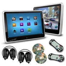 2pcs/ lot 10.1 Inch HD Digital Touch Screen Car Headrest DVD Player 1024*600 Ultra-thin Detachable 2 IR Headphones
