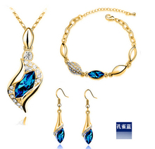 Fashion Horse Eye Crystal Earrings Necklace Jewelry Set Water drop set Angel elves set