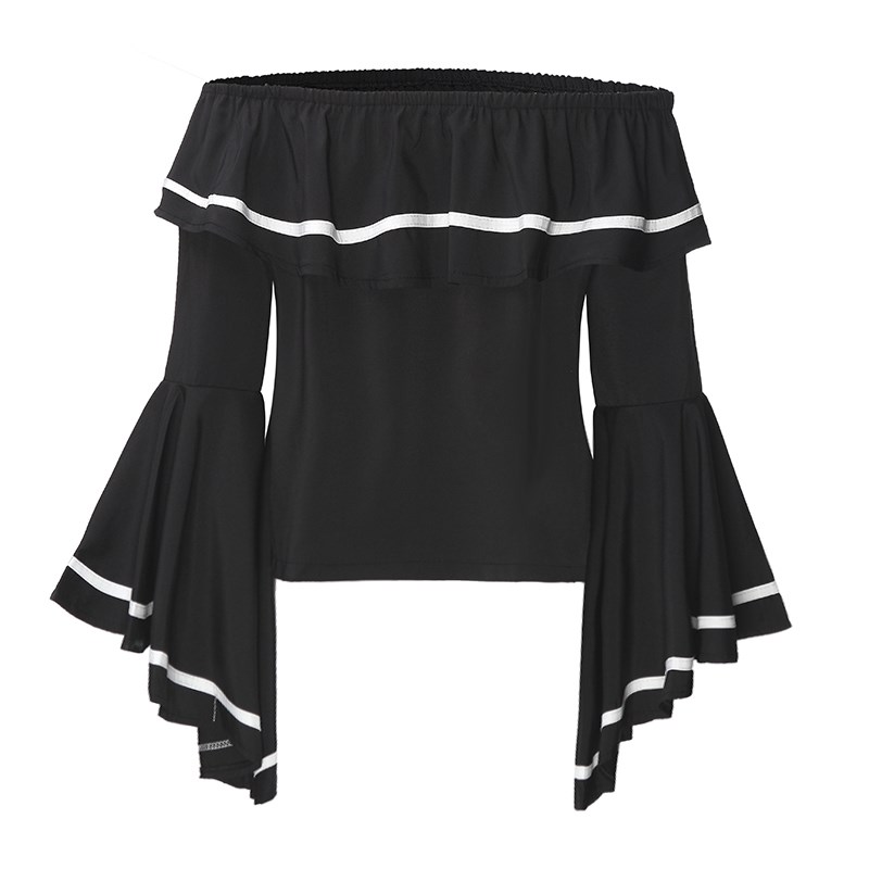 Elegant Women Blouses 2018 Summer Sexy Butterfly Sleeve Slash Neck Off Shoulder Shirts Casual Ruffles Blusas Femininas Tops aeProduct.getSubject()