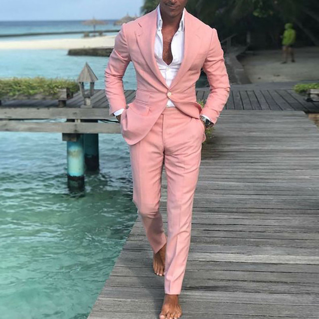 pink wedding suits for groom