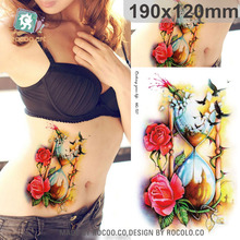 Beautiful waterproof temporary tattoos for men women 3D rose bird funnel design large tattoo sticker Free Shipping MC2727