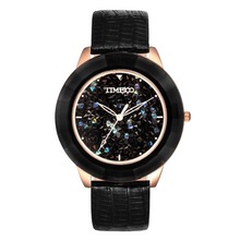 TIME100 Women’s Quartz Watch Black Pink Leather Strap Luxury Blink Dial Ladies Dress Wrist Watches For Women relogio feminino