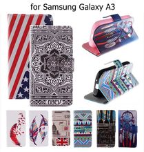 A3 Cover Case Wallet Flip PU Leather Case for Samsung Galaxy A3 A3000 A300F High Quality