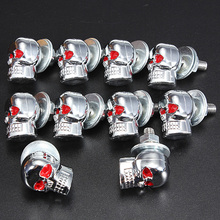 10pcs/lot Motorcycle Chrome Skull Windshield License Number Plate Frame Screw Bolt
