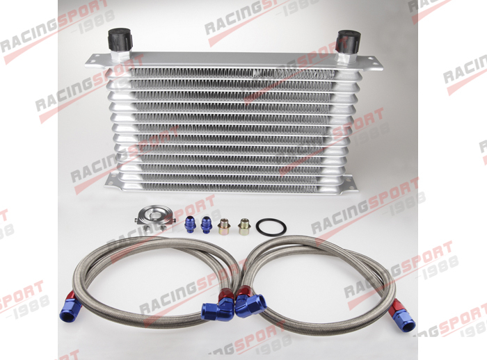Universal Trust style Engine transmission Oil Cooler kit 13 row 10AN Silver filter Relocation Kit