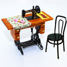 1:12 Vintage Miniature Furniture Sewing Machine Miniature Dolls Accessories Dollhouse Furniture Sylvanian Families Toy