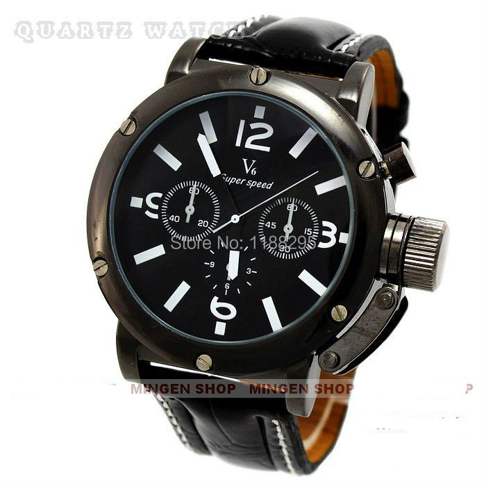 Wholesale Men Wrist Watches V6 fashion leather strap quartz watch sports watches men Outdoor sports waterproof