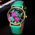 Newest Reloj Mujer CLAUDIA Fashion Vogue Women s Leather Rose Floral Printed Analog Quartz Wrist Watch
