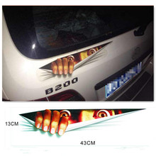43*13cm Funny Car Sticker 3D Eyes Peeking Monster Voyeur Car Hoods Trunk Thriller Rear Window Decal Free Shipping