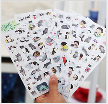 6 Pcs / set New South Korea Transparent Pvc Stickers Cute Cat Diary Photo Album Stickers toy