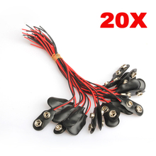 20Pcs 9V Battery Snap-on Connector Clip With Wire Holder Cable Leads Cord Free Shipping F#OS