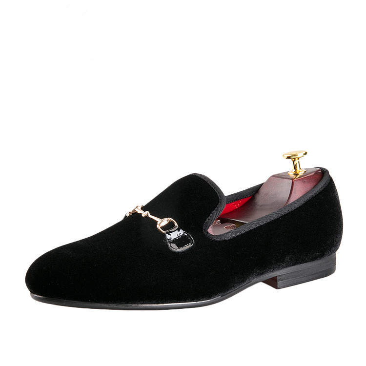 mens wedding shoes black  velvet loafers comfortable buckle slippers US size 6-13 free shipping