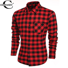 COOFANDY US size 2016 Fashion Men’s Casual Long Sleeve Male Plaid Shirts Social Camisa Masculina W1