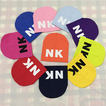 13 colors kids hats 2015 Letter NK print boys girls hat cotton warm knitting skullies beanies winter hats for toddler baby