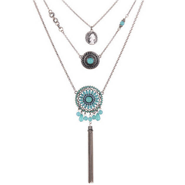 Bohemian Resin Hollow Flower Tassel Chain font b Necklace b font Ethnic Vintage Multi Layer font