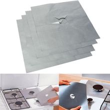 New Reusable Foil Gas Hob Range Burner 4pcs Stovetop Protector Liner Covers Kitchen Cooking Accessories