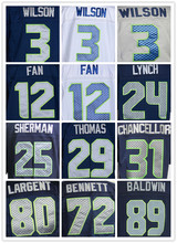 Free shipping Mens 24 Marshawn Lynch Seahawks Elite Football Jerseys Color Blue White Size M-3XL Best Quality