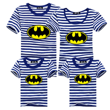 Women Kids Striped Clothing Top tees Cotton T-shirt Spring Family Matching Outfits Family Look Family fitted Batman