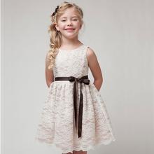 2015 SUMMER NEW ARRIVAL children girls beautiful lace dress good quality kids tight lacing dress black/white/beige