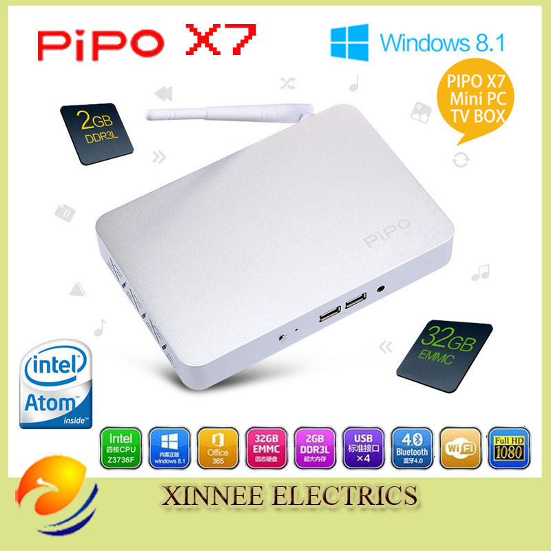 Pipo X7 Mini PC TV Box Windows 8.1 OS Intel Z3736F Quard Core 2G RAM 32G ROM Wifi Bluetooth 4.0 TF With Bing TV PlayerX7