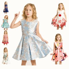 kinder Girls Clothes Kids printing Cotton Sleeveless summer high-quality Casual Party for Dress dresses girls kids 10 years