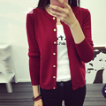 2016 Autumn New Cardigans Knitted Sweater Women O Neck Fashion Coat Long Sleeve Solid Color Dress