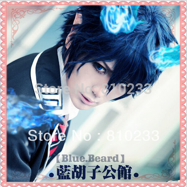 [SUNSHINE] Blue Exorcist Okumura Rin,Resistance Fibers hair,Dark Blue 30cm 12&quot;cosplay wig,anime wig--Free shipping - -font-b-SUNSHINE-b-font-font-b-Blue-b-font-Exorcist-Okumura-Rin-Resistance-Fibers