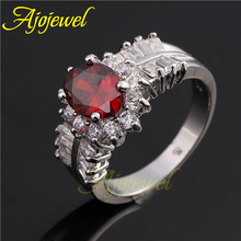 Clear & Red Cubic Zirconia Engagement Rings Ruby Top Quality Simulated Diamond Wedding Jewelry For Women
