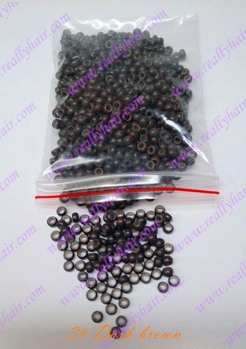 1000pcs Dark brown silicone micro nano bead with silicone line for Nano font b Hair b