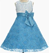 Berngi Brand 3-10 Years New Kids Dress Summer Princess flower Baby Girls Bow dresses Birthday Beading Dress For Party
