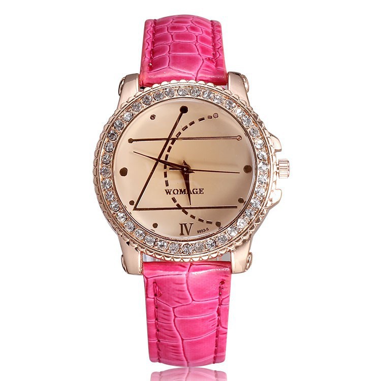 2016 New Rhinestones Watches Women Luxury Brand Womage Fahsion and Casual Ladies Watch Analog Leather Strap