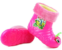 Children spring autumn warm boys girls baby kids caterpillar candy plus cotton rain boots waterproof shoes