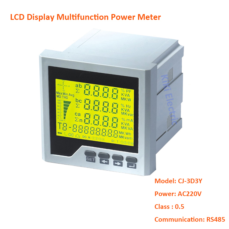 Фотография Free Shipping, LCD Display Three Phase Multifunction Power Meter 220VAC Power Supply With RS485 Communication intelligent Meter