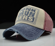 Free Shipping 1Pcs 2015 New Cotton Letter PUNKDRUNKERS Brand Baseball Cap Men And Women Snapback Do Old Motorcycle Hat 6 Colors