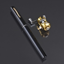 5pcs Portable mini Black Fibre glass   fishing pole  Rod pen and Reel Combos YKS  Promotion