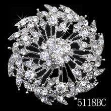 12PCS/lot 3″ Crystal Flower Brooch