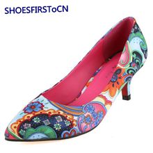 Fashion Party Woman Shoes Pointed Toe Slip on Women Pumps Flowers Design Red Bottom High Heels