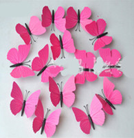 3D Wall Stickers Butterflies 12PCS Home Decoration DIY Removable 3D Vivid Crafts Butterfly (pure rose)