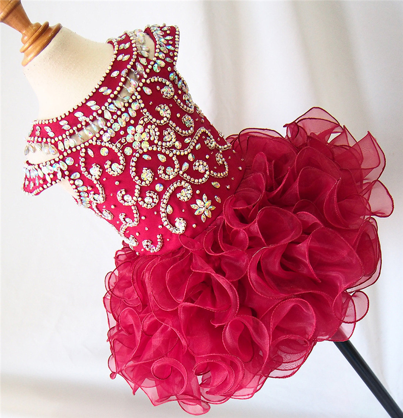 2016 Hand Made Beaded Organza Flower Girl Dresses Girls Glitz Pageant