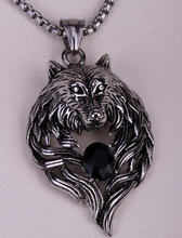 Wolf stainless steel necklace for men women 316L pendant W chain biker heavy jewelry animal charm