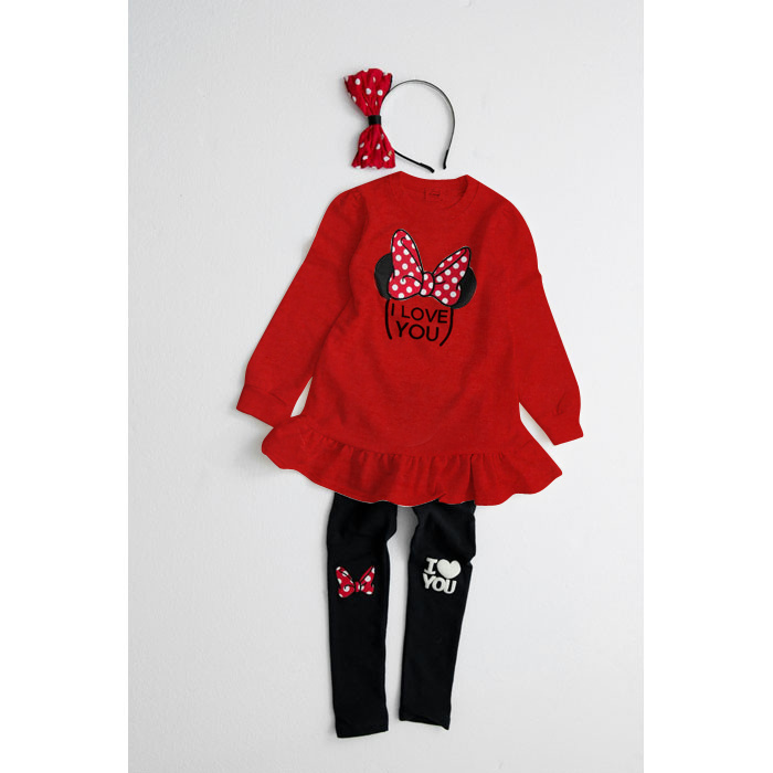 Lucky Store minnie baby girls clothing set long section t shirt letter leggings 2pcs set