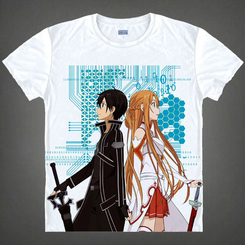 Sword Art Online T shirts kawaii Japanese Anime tshirt Manga Shirt Cute Cartoon Kirito Kazuto Cosplay