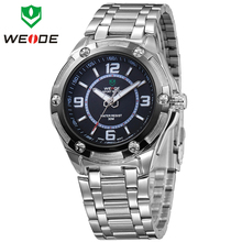 Marca de lujo WEIDE hombres del reloj militar de cuarzo relojes deportivos de acero inoxidable completa del estilo del negocio regalos reloj Casual
