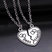 New heart pendant pieces broken two best friend friendship forever women necklace collier femme choker necklace jewelry collares